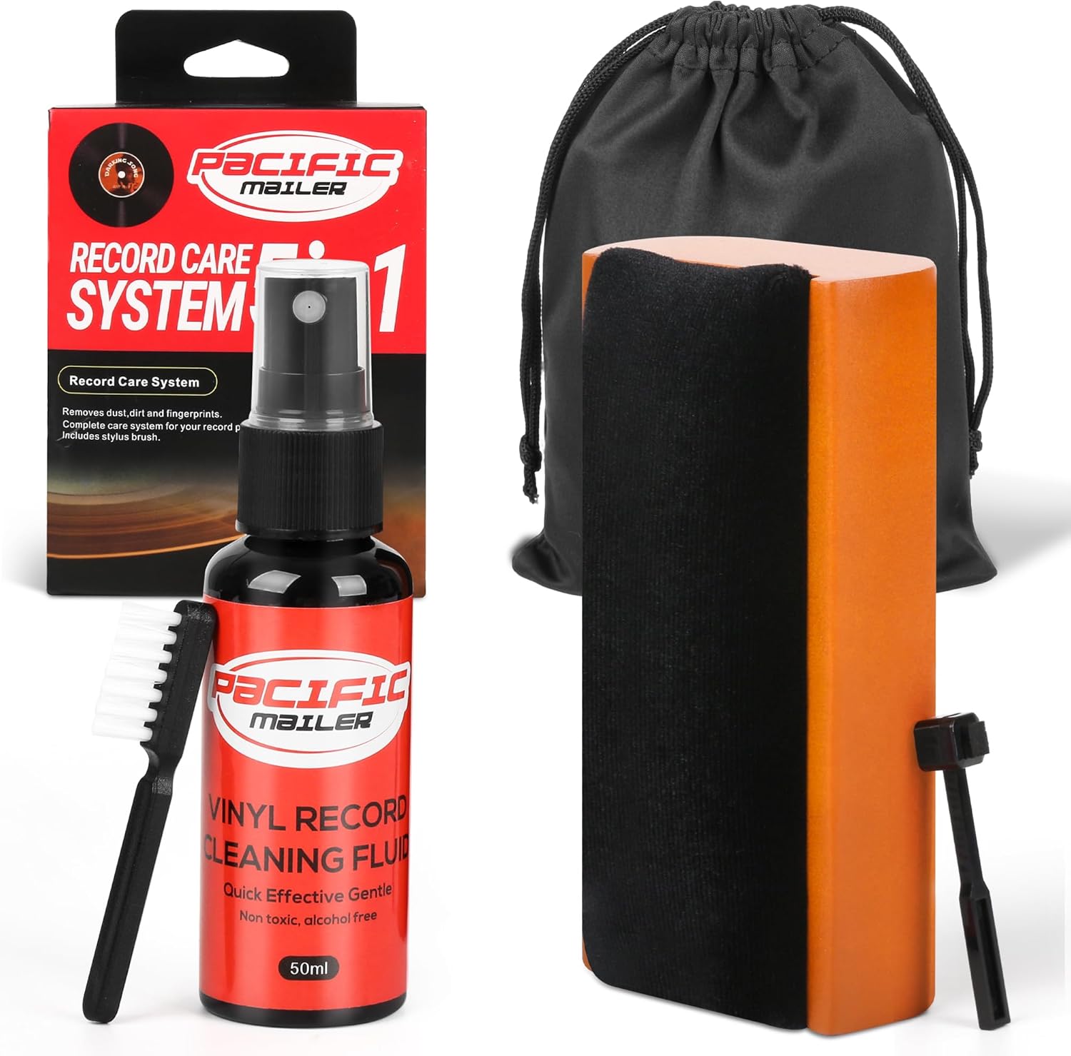 5 in 1 Vinyl Record Cleaning Solution Kit, Includes Soft Velvet Record Brush, Vinyl Cleaning Liquid, Stylus Cleaner & Brush and Carry Pouch 5 in 1 Vinyl Record Cleaning Solution Kit, Includes Soft Velvet Record Brush, Vinyl Cleaning Liquid, Stylus Cleaner & Brush and Carry Pouch