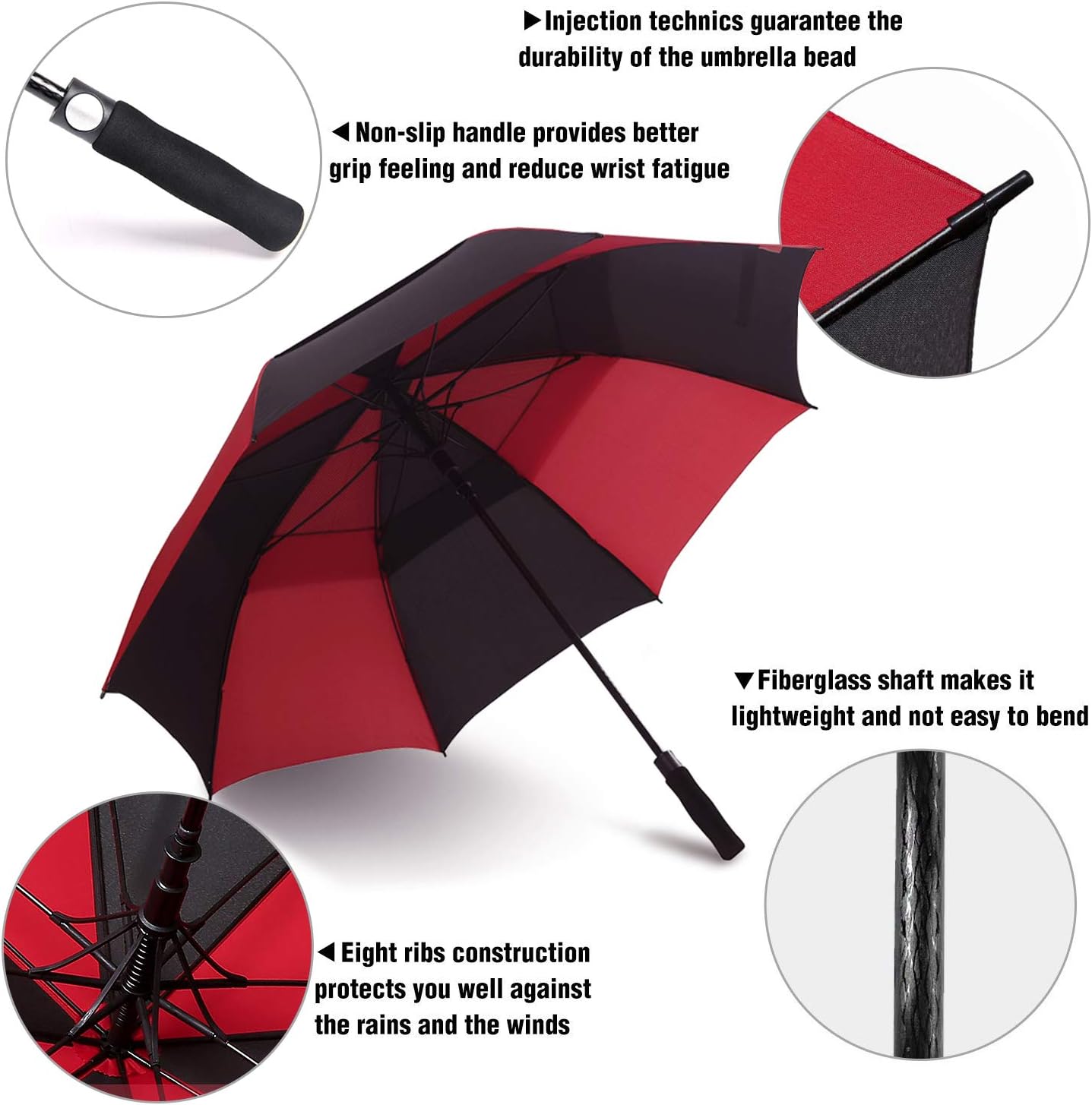 Golf Umbrella Large 58/62/68 Inch Automatic Open Golf Umbrella Extra Large Oversize Double Canopy Vented Umbrella Windproof Waterproof for Men and Women - Image 3