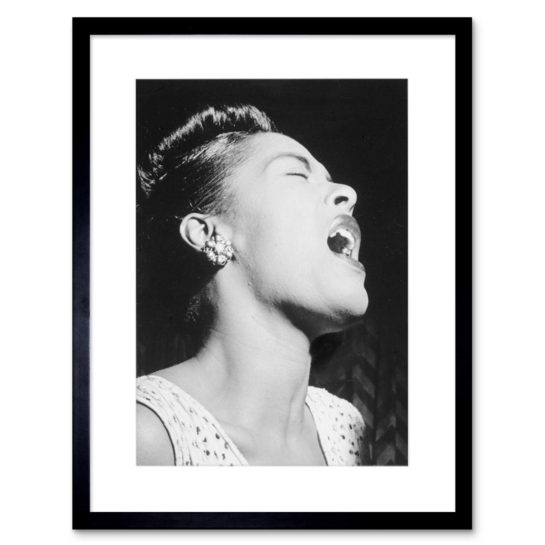 Wee Blue Coo VINTAGE BLUES JAZZ SINGER LEGEND BILLIE HOLIDAY FRAMED ART PRINT MOUNT B12X3723