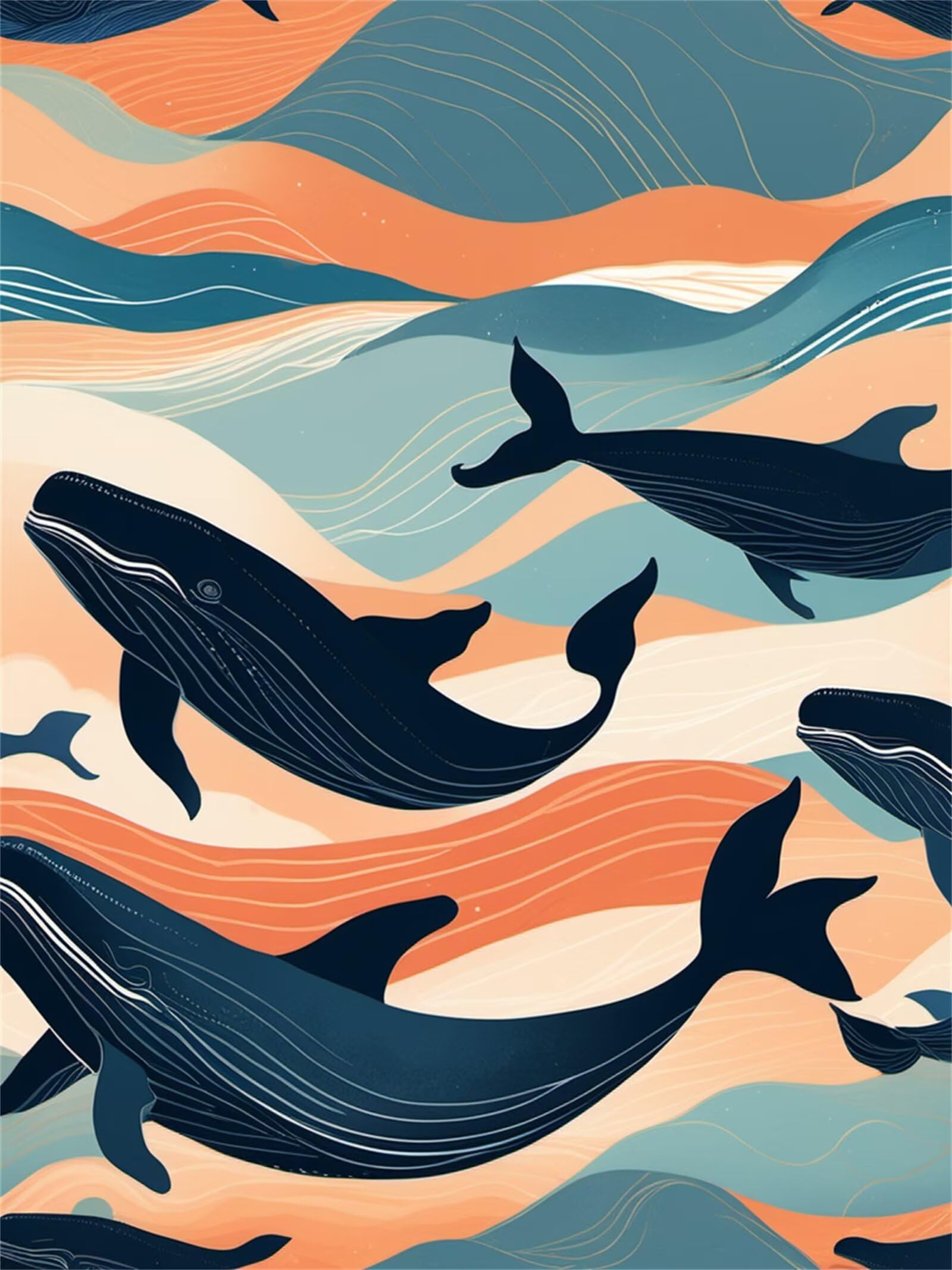 Diamond painting baleine abstraite 5D grand format 90x120cm aux détails étincelants