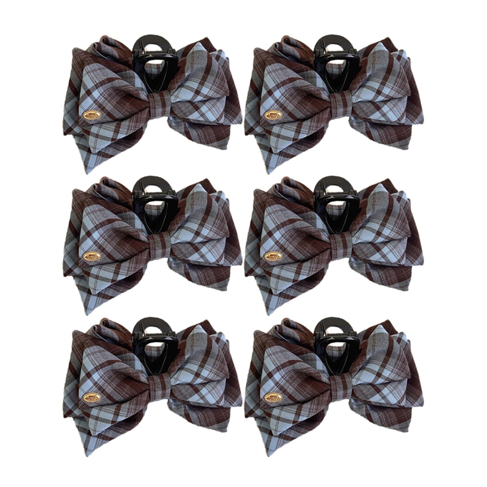 Pinza for el pelo con lazo de tela a cuadros for mujer, elegante accesorio Updo(6PCS-1)