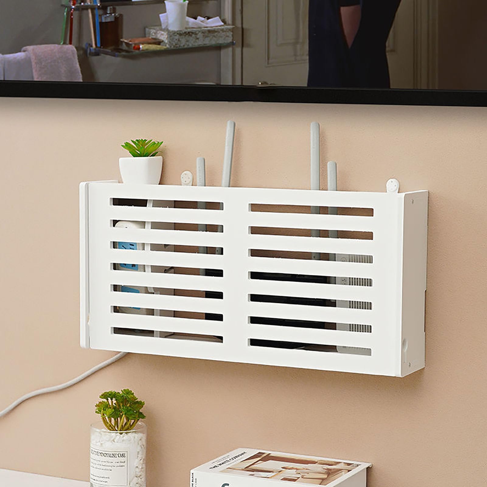 Boîte de rangement murale pour routeur WiFi et décodeur TV