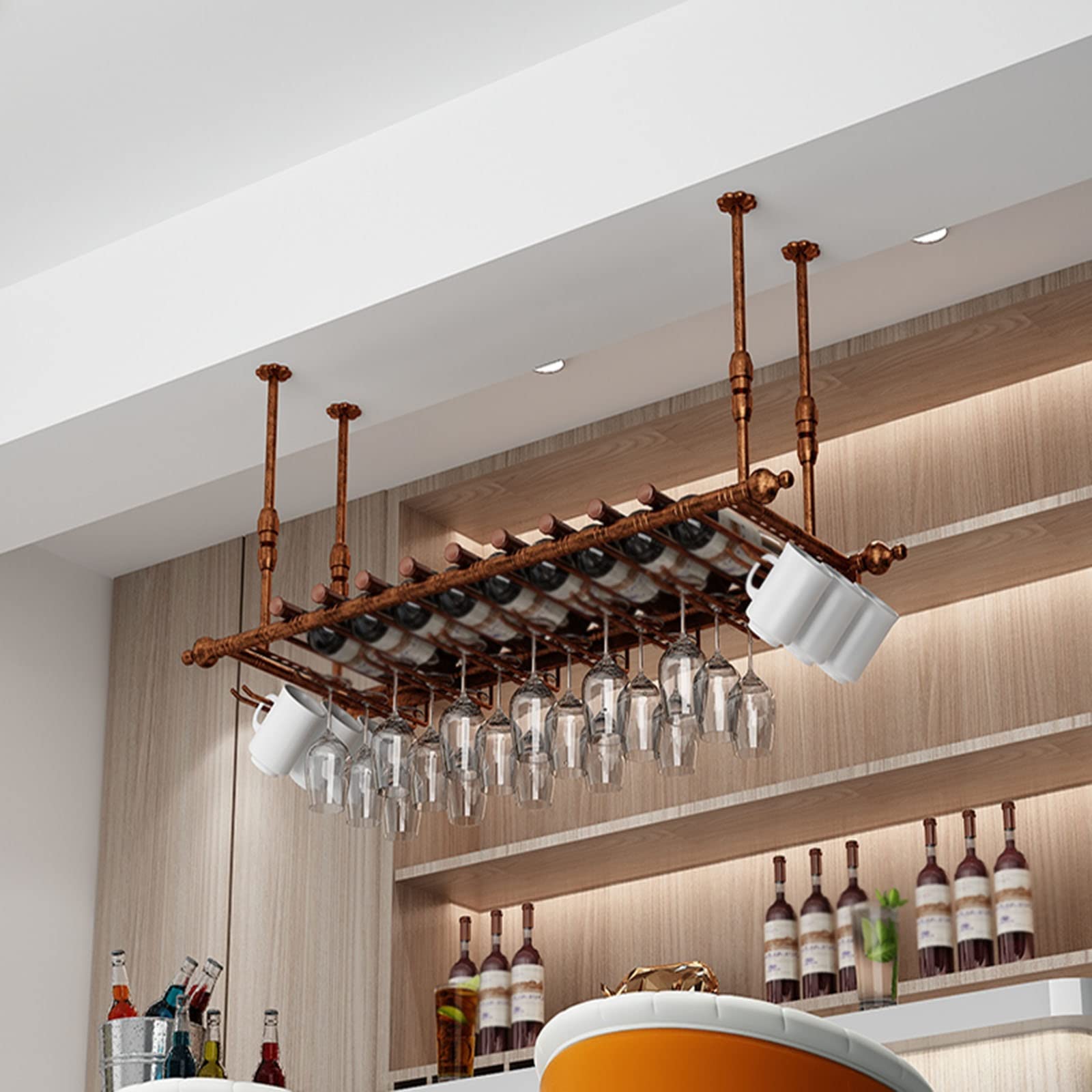 Casier à vin industriel de plafond pour créer un coin bar bistrot à la maison