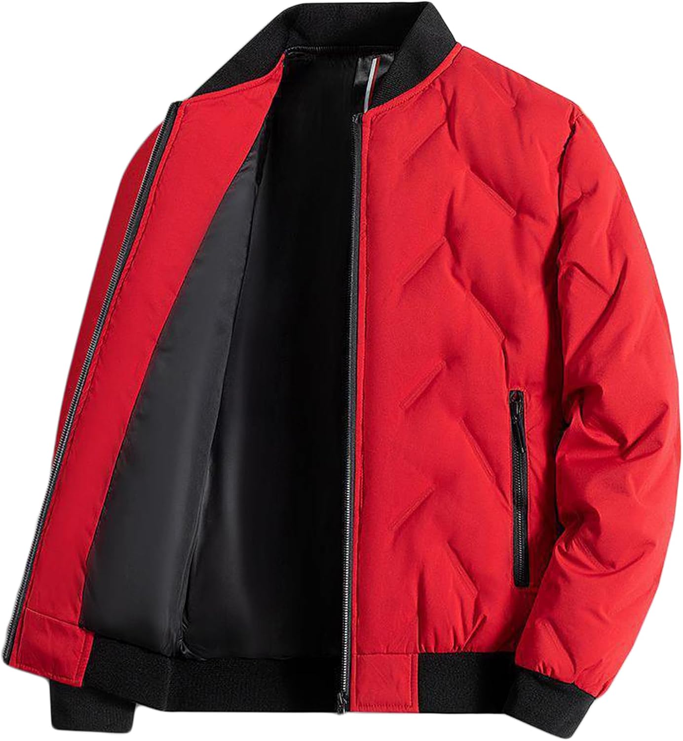 Bestgift Men's down jacket lightweight short baseball collar jacket