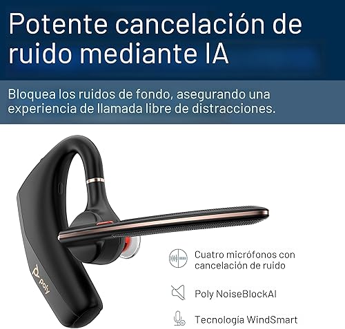 Miniatura 4 de Poly Voyager Legend 50 UC Auriculares Bluetooth con estuche de carga  4 micrófonos con cancelación de ruido, AI NoiseBlockAI y WindSmart Tech
