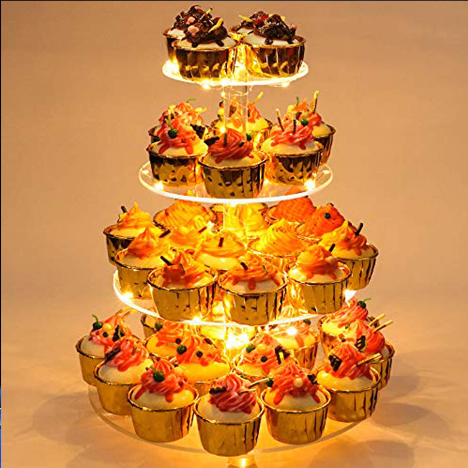YestBuy - Soporte para cupcakes (4 niveles, acrílico), color amarillo