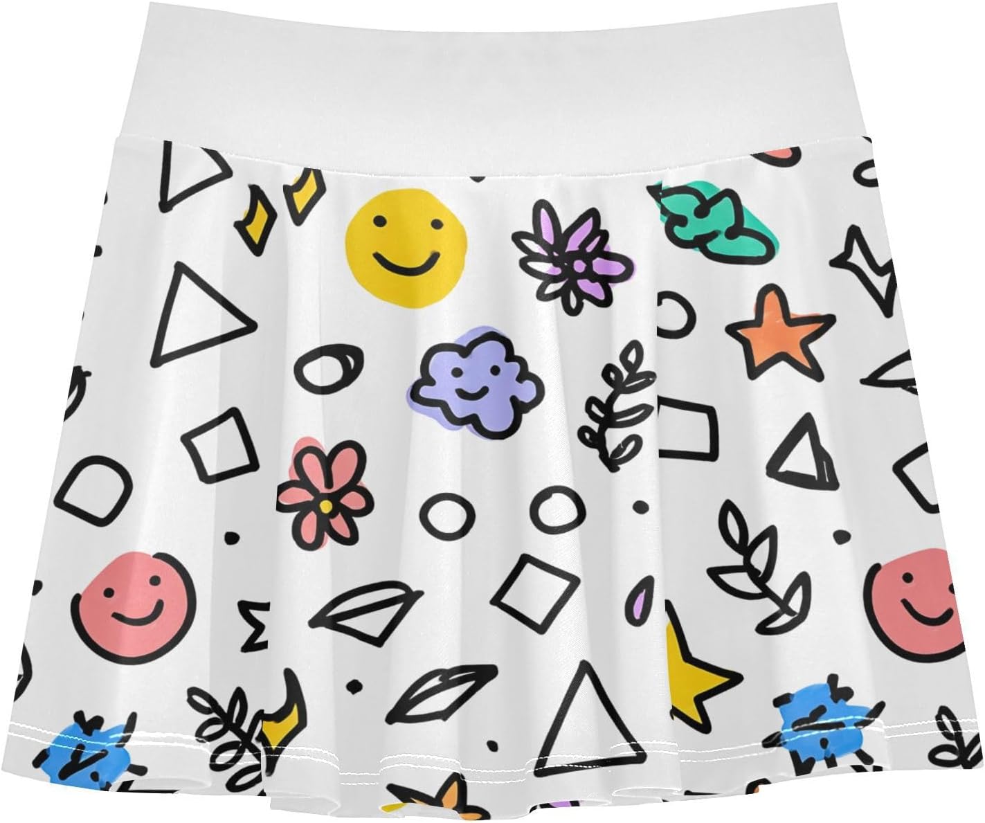 visesunny Simple Cute Patterns Girl's Golf Skirt Athletic Tennis Skort Sport Activewear with Double Layer Pockets
