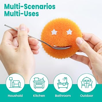 Dish Scrub Sponges, Non-Scratch Temperature Controlled Smiley Color Sponge