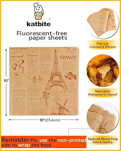 Miniatura 9 de Katbite 100 hojas de papel pergamino macarrón de 12 x 16 pulgadas, papel de pergamino impreso precortado con plantilla de macarrón, antiadherente y