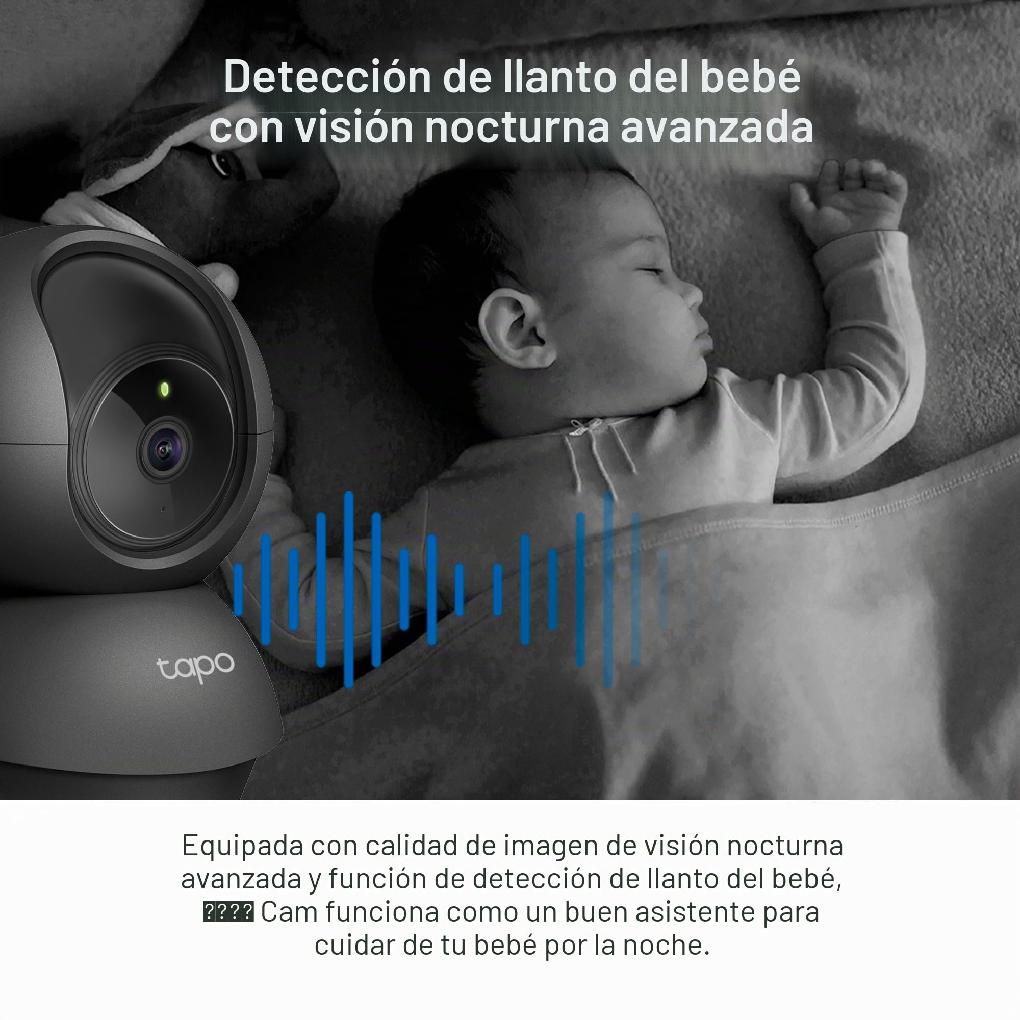 Tapo Cámara de Seguridad C211 2K 3 MP, panorámica e inclinable, WiFi, detección de IA, para Perros, bebé, visión Nocturna, Funciona con Alexa y Google