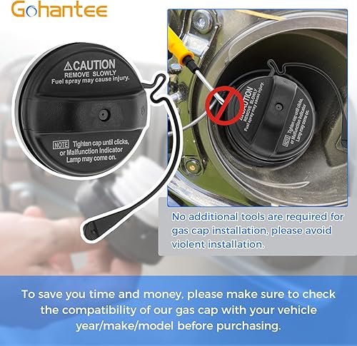 Miniatura 7 de Tapa de gasolina del tanque de combustible 77300-33070, repuesto 7730033070 compatible con Toyota 4Runner Avalon Camry Highlander Matrix Sequoia