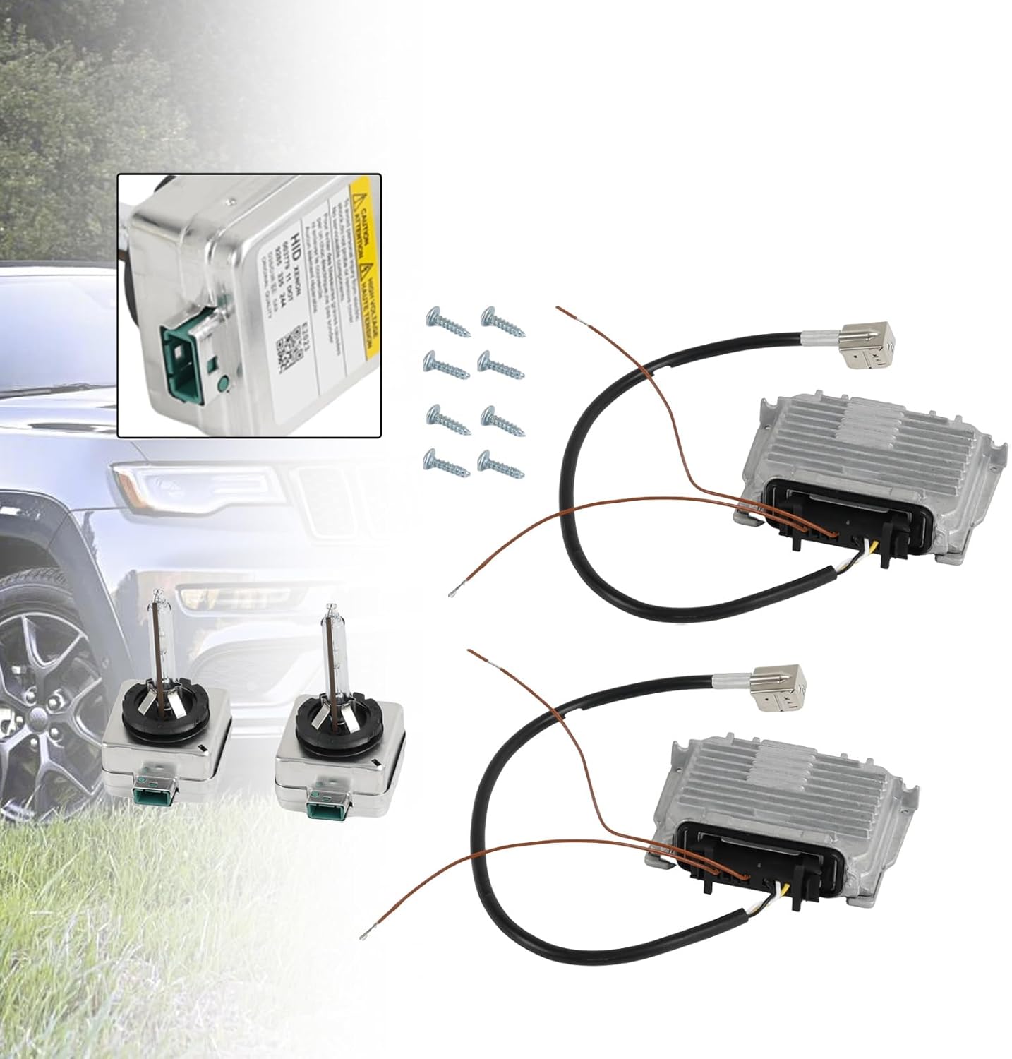 Topteng 2X Ballast & D3S Bulb Wire Kit Headlight Control Unit for Jeep Grand Cherokee 2014-2020 89089352, 68222897AA, L0000D3S 68222897AA