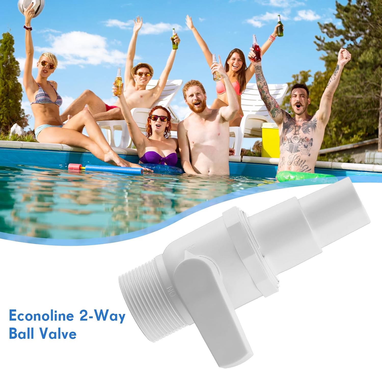 4 Pcs 2 Way Ball Valve Compatible with Hayward SP0729 and Replacement Universal Combo Hose Adapter Compatible with Hayward SPX1091Z7 or SPX1091Z4 for Ground Pool Pump Skimmer