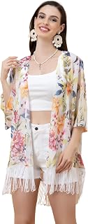 PURYS Floral Print Shrug for Women | Lightweight Georgette Kimono| Versatile Casual Shrug for Layering and Summer Fashion Price In India