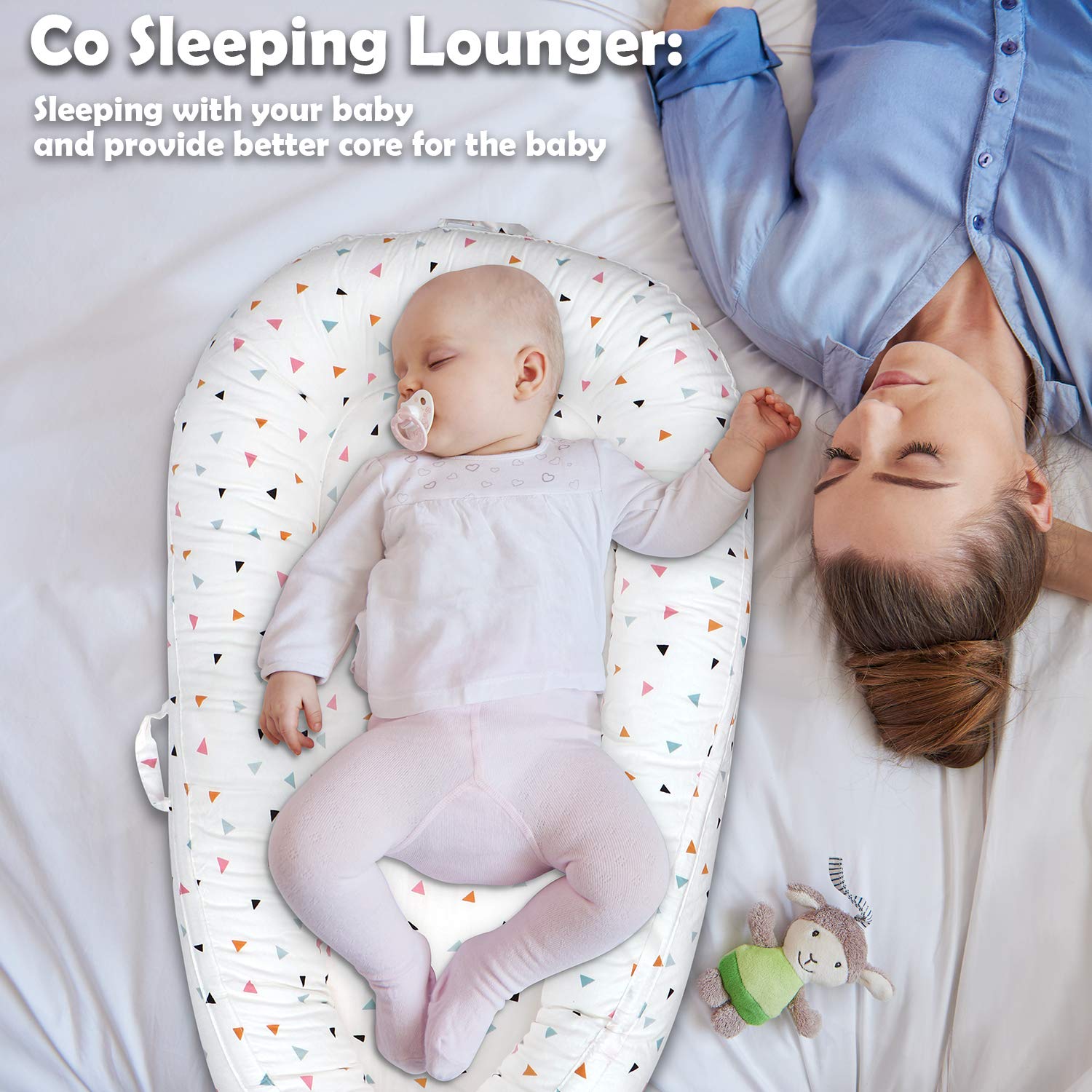 CosyNation Baby Lounger, Baby Nest for Co Sleeping, Soft and Breathable Newborn Lounger for Crib & Bassinet, Perfect for Traveling and Napping, Shower Gift for Baby Girl (Triangle) : Baby