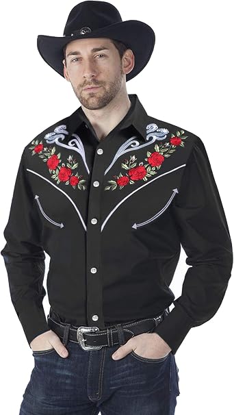 Long Sleeve Embroidered Shirts Slim Fit 