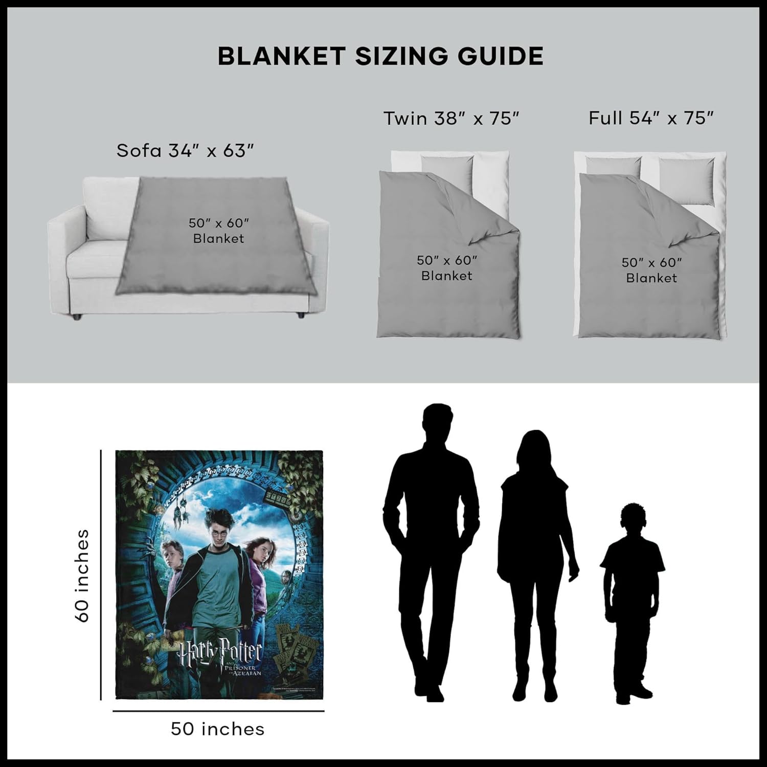 Northwest Harry Potter Silk Touch Throw Blanket, 50" x 60", Core Three - Image 5