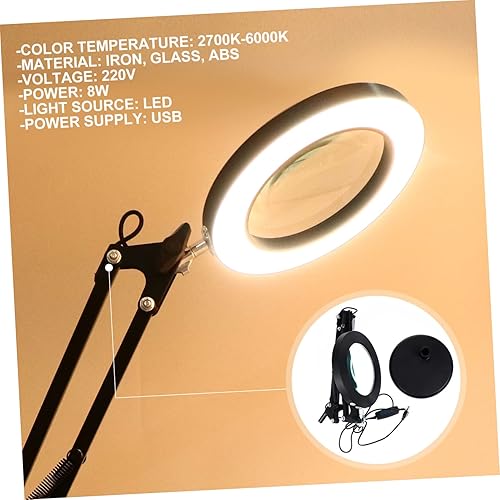 Miniatura 7 de OSALADI 1 Unidades LED Lupa Luz Plegable Escritorio LED Portátil Escritorio LED Lámpara de Noche Lámpara de Mesa Tatuaje Lámpara de Lupa Lámpara de