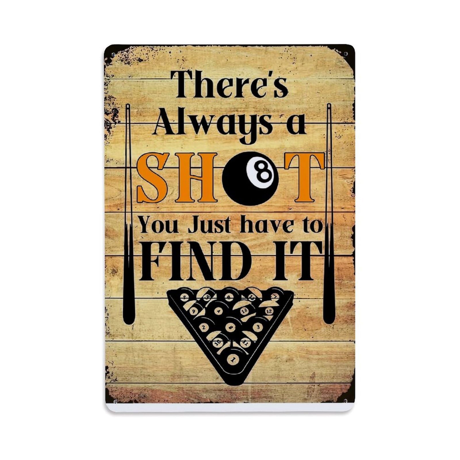 Billiard Ball Rack And Cue Tin Sign Metal Poster Vintage Metal Signs for Home Man Cave Bar Cafe Kitchen laundry room Wall Decorations Gift 8x12Inch