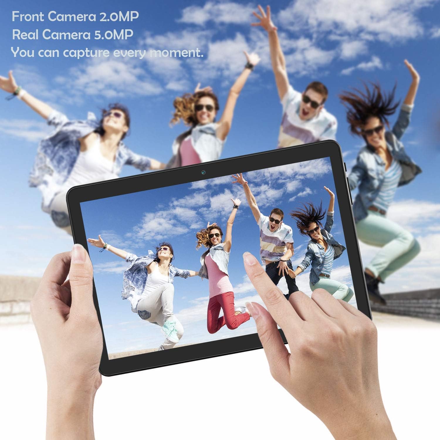 Hoozo Android Tablet 10 Inch, 3G Phablet, Android 9.0 Tablets, 32GB, GMS Certified, Dual SIM Card Slots and Cameras, WiFi, Bluetooth - Black