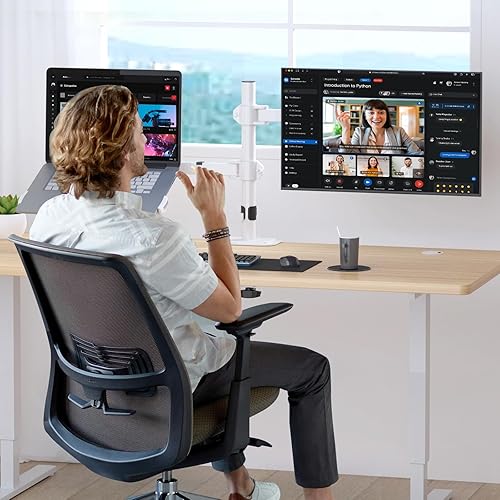 Miniatura 7 de suptek Bandeja de montaje en brazo VESA ajustable de 13 a 18 pulgadas para brazos y soportes de monitor (solo bandeja), se adapta a orificios de