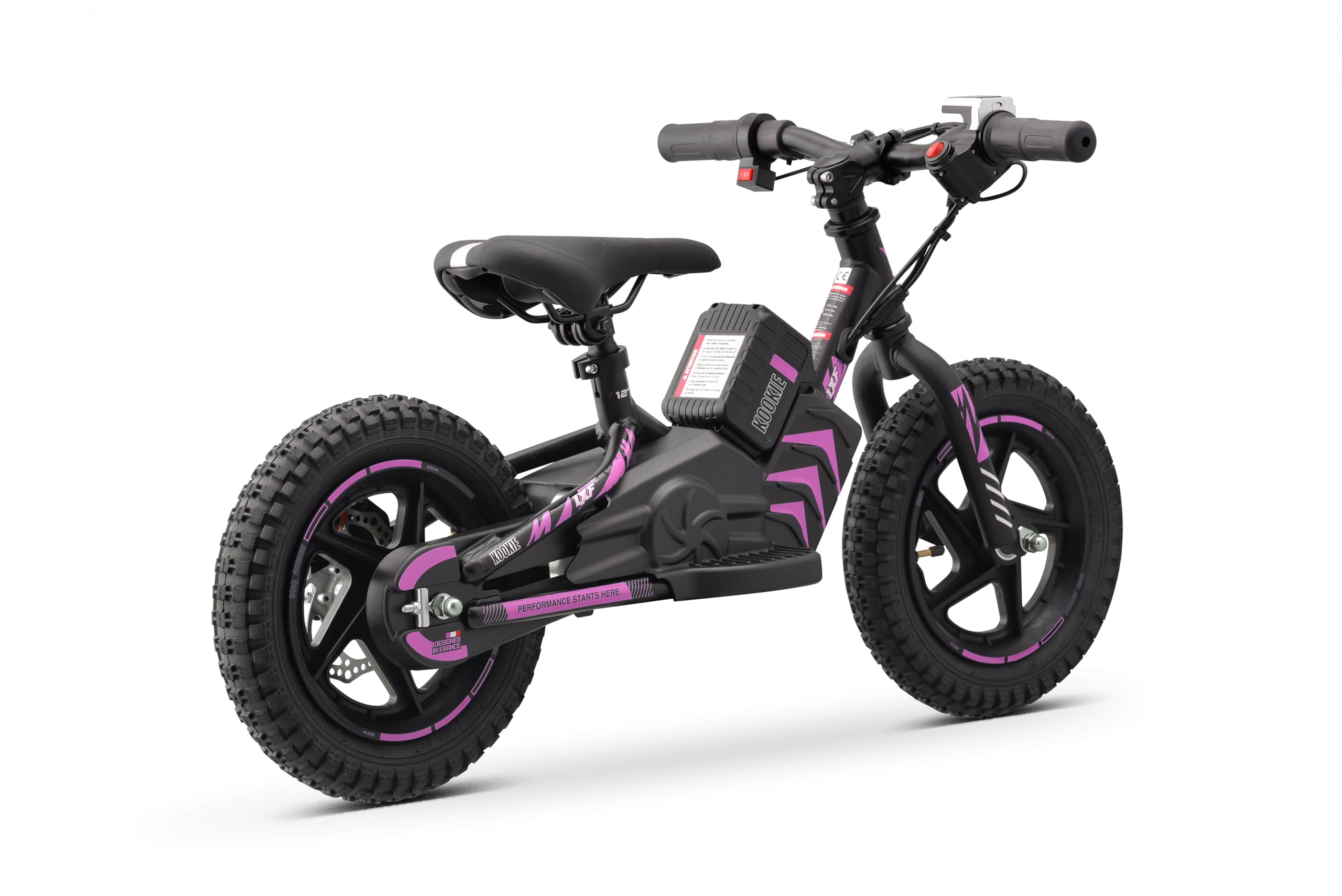 LXF Draisienne électrique Enfant Kookie 12" Black Edition, 250w, Batterie Lithium-ION 21V, Selle réglable, Frein à Disque arrière