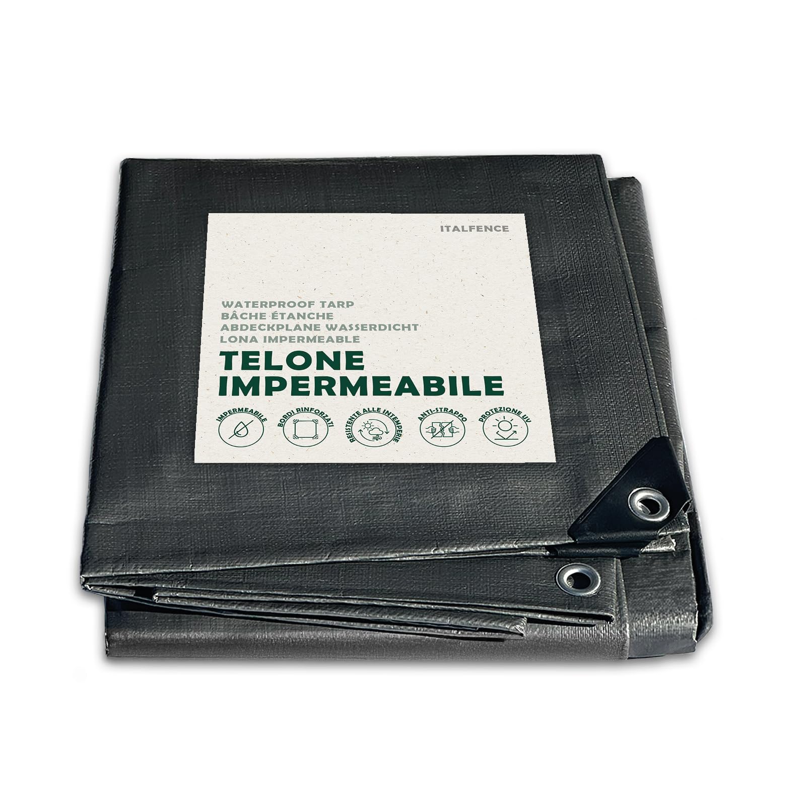 Telone impermeabile PE 250 g/m² grigio, occhiellato rinforzato [2 x 3 m]