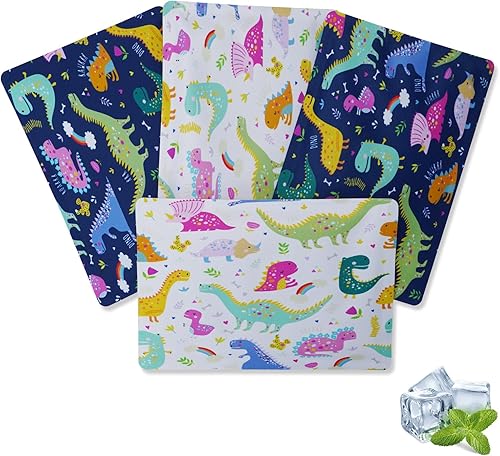 Cerbonny Paquetes de hielo para loncheras, paquete de 4, estampado de dinosaurio, sin BPA, resistente a fugas