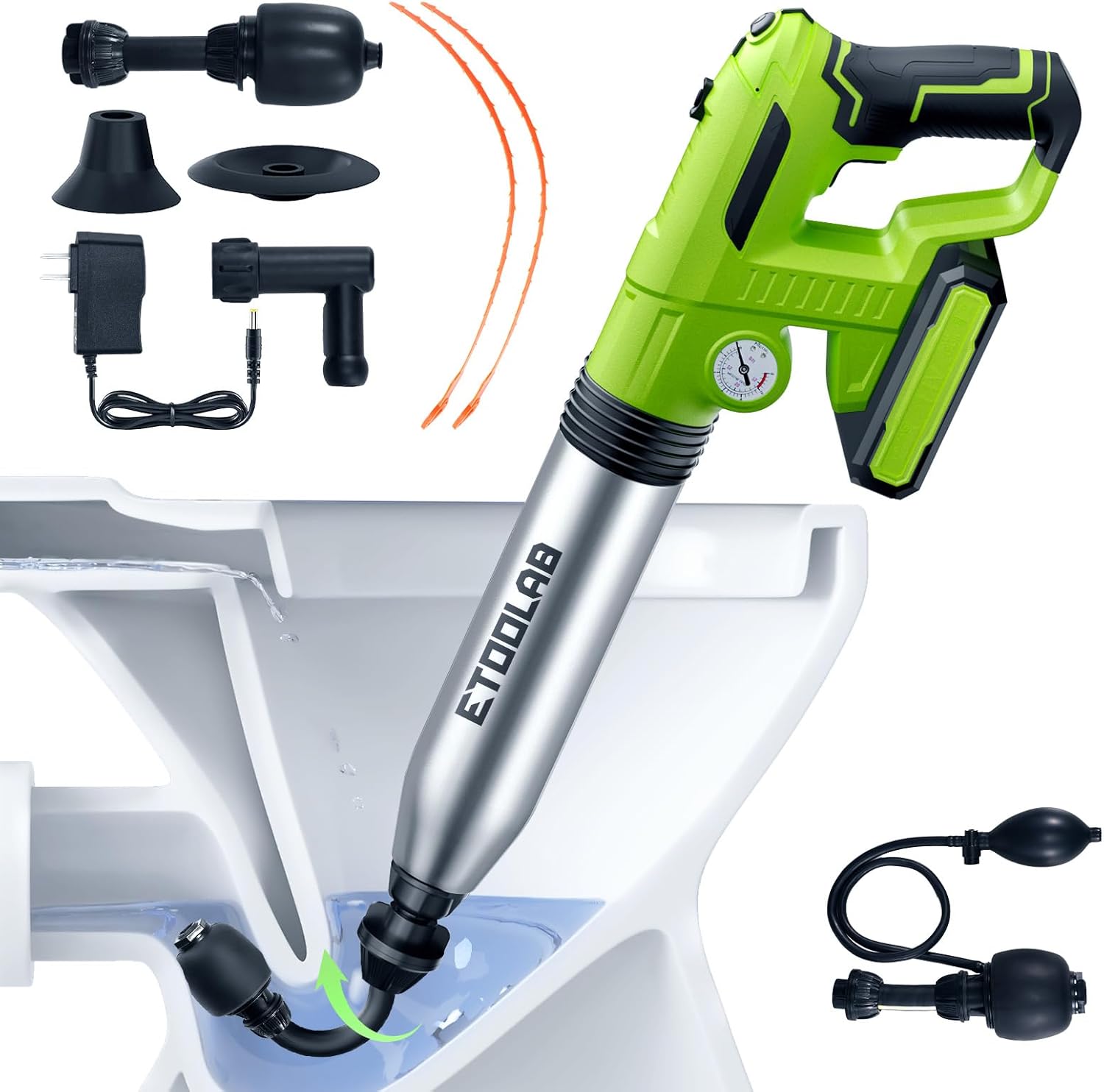 Electric Toilet Plunger Heavy Duty，Drain Clog Remover Tools,High Pressure Air Toilet Plungers Heavy Duty Plunger for Toilet,Bathroom,Floor Drain,Sewer