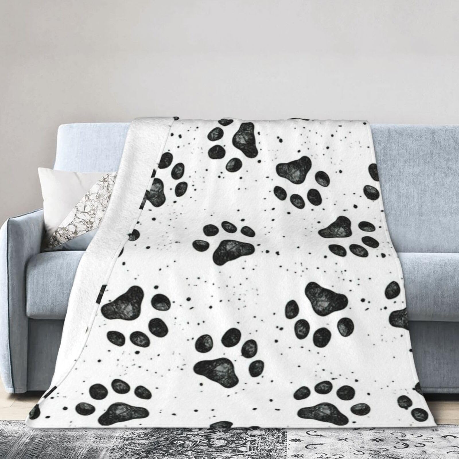 犬用フリースブランケット 犬の足跡模様 犬用フリースブランケット 犬