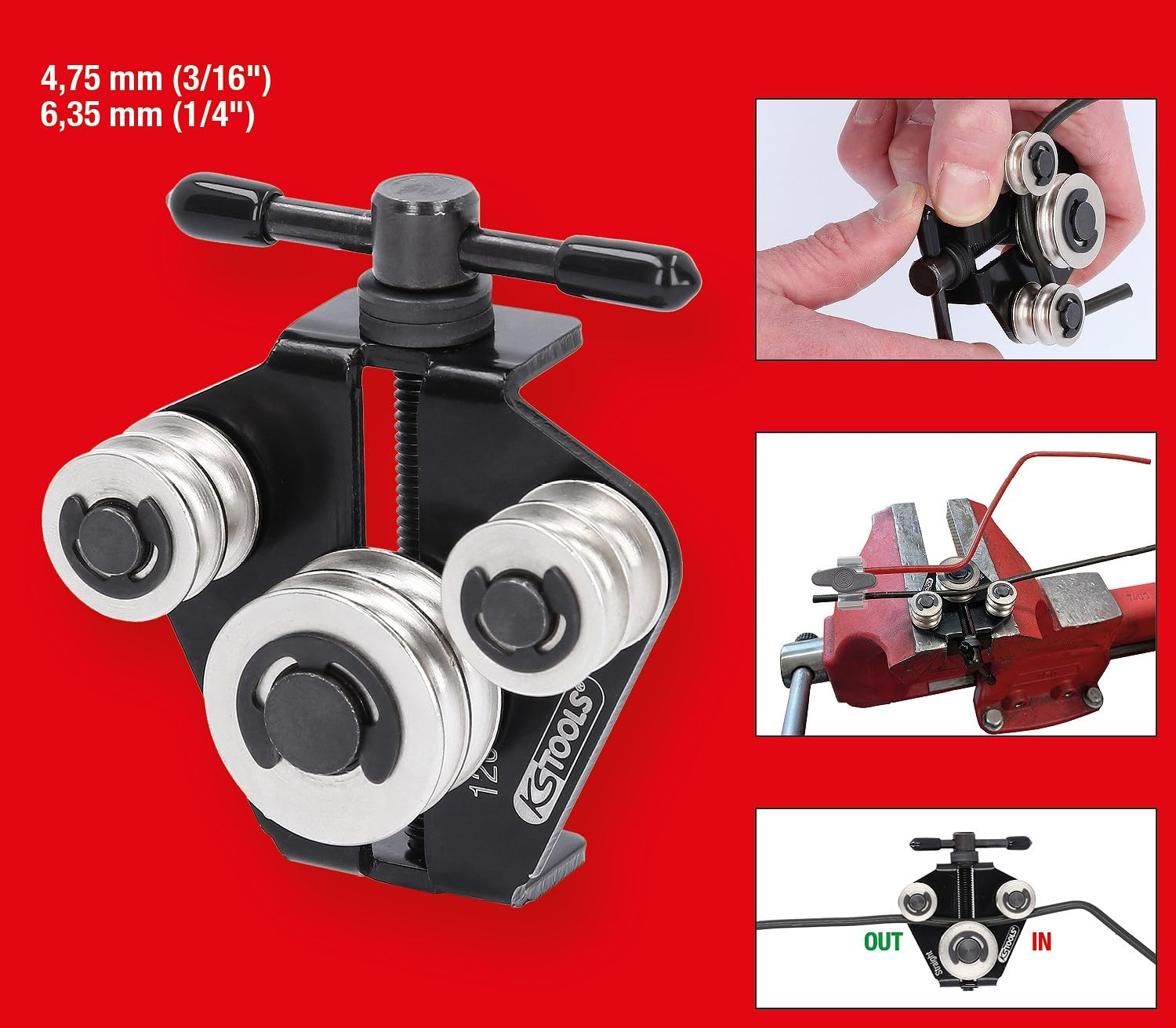 KS Tools 120.1004 Bremsleitungs-Richtwerkzeug / - Biegewerkzeug, 4,75 Mm (3/16â€œ) + 6,35 Mm (1/4â€œ)