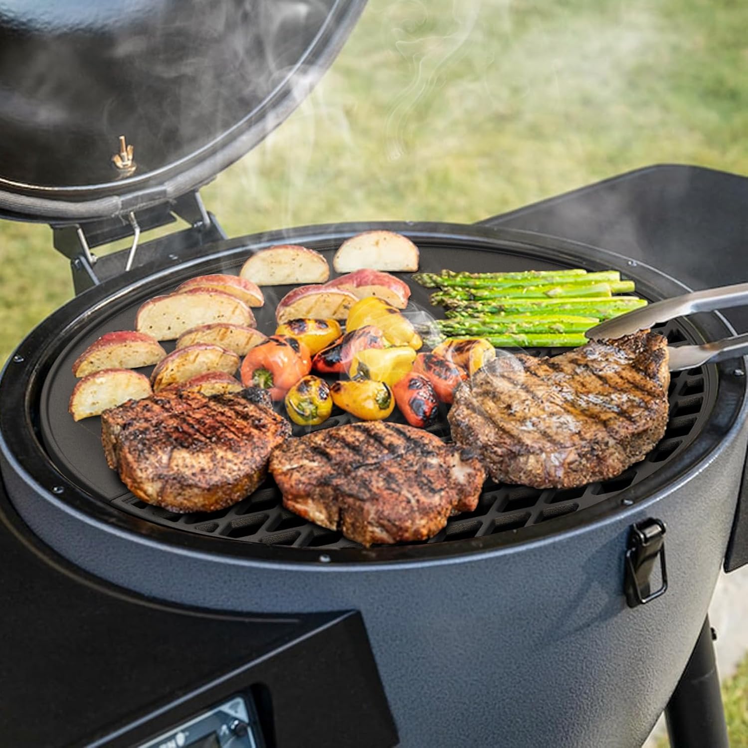 onlyfire 鋳鉄製グリドルと火格子コンボ Char-Griller Akorn Kamado グリル用