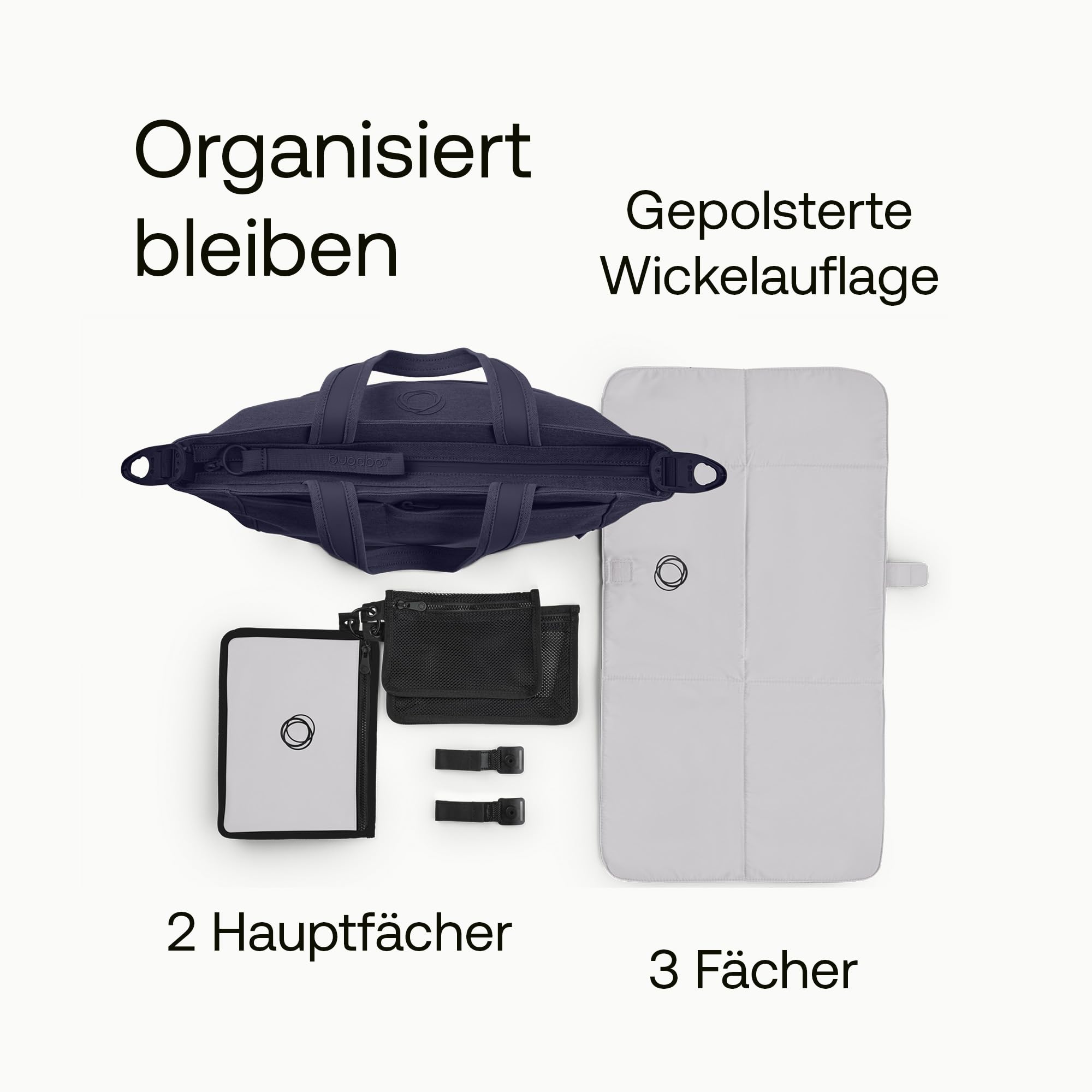 Bugaboo Wickeltasche Windeltasche mit isoliertem Flaschenhalter Wickelauflage Deep Indigo