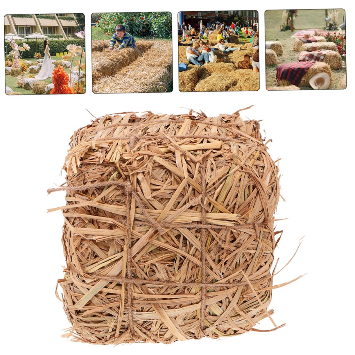 OUNONA Décoration de Haystack Automnal Ornement de pour Mariage et Jardin Accessoire de Photographie Paille Carrée