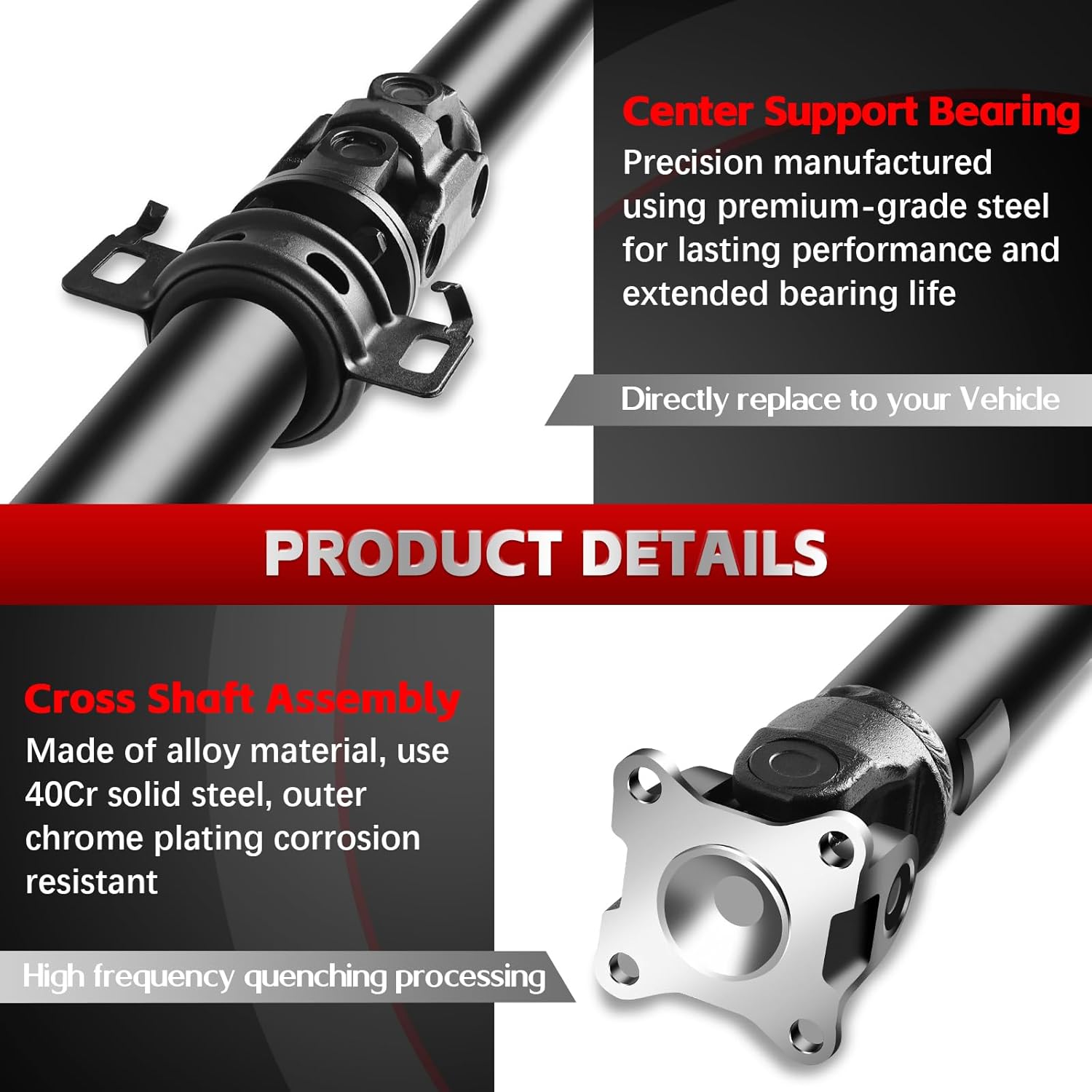 Nifeida 936-716 Rear Complete Drive Shaft Prop Shaft Assembly for Toyota Tundra 2000-2004 V8 4.7L 4WD, Replace# 65-5009, 3710034051, 3710034050