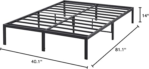 Miniatura 17 de Olee Sleep Marco de cama Dura con listones de acero metálico de 14 pulgadas, tamaño individual XL