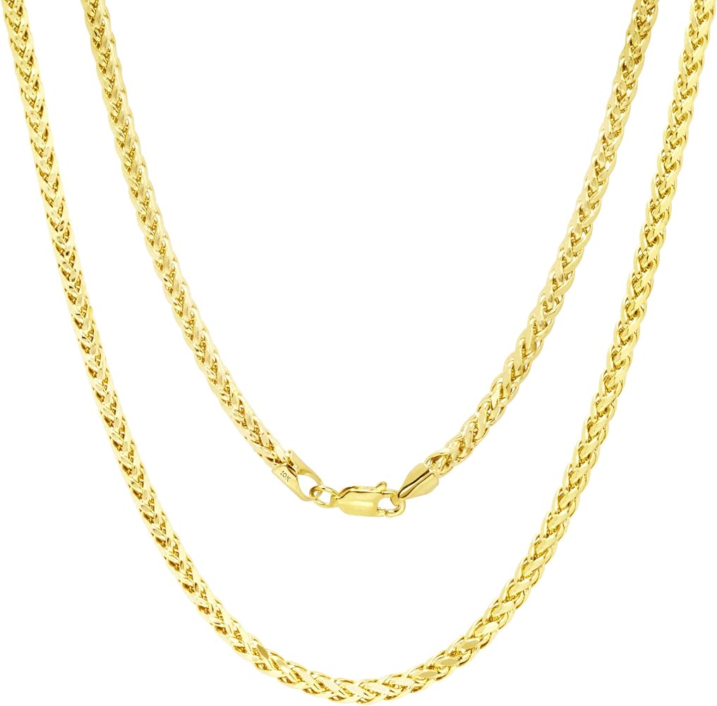 Amazon.com: Nuragold 10k Real Yellow Gold Spiga Wheat 3mm Rounded