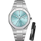 Watches for Men Waterproof Men's Watch Stainless Steel Octagonal Date Quartz Fashion Clock Business Wristwatch Gift for Men Multiple Colors