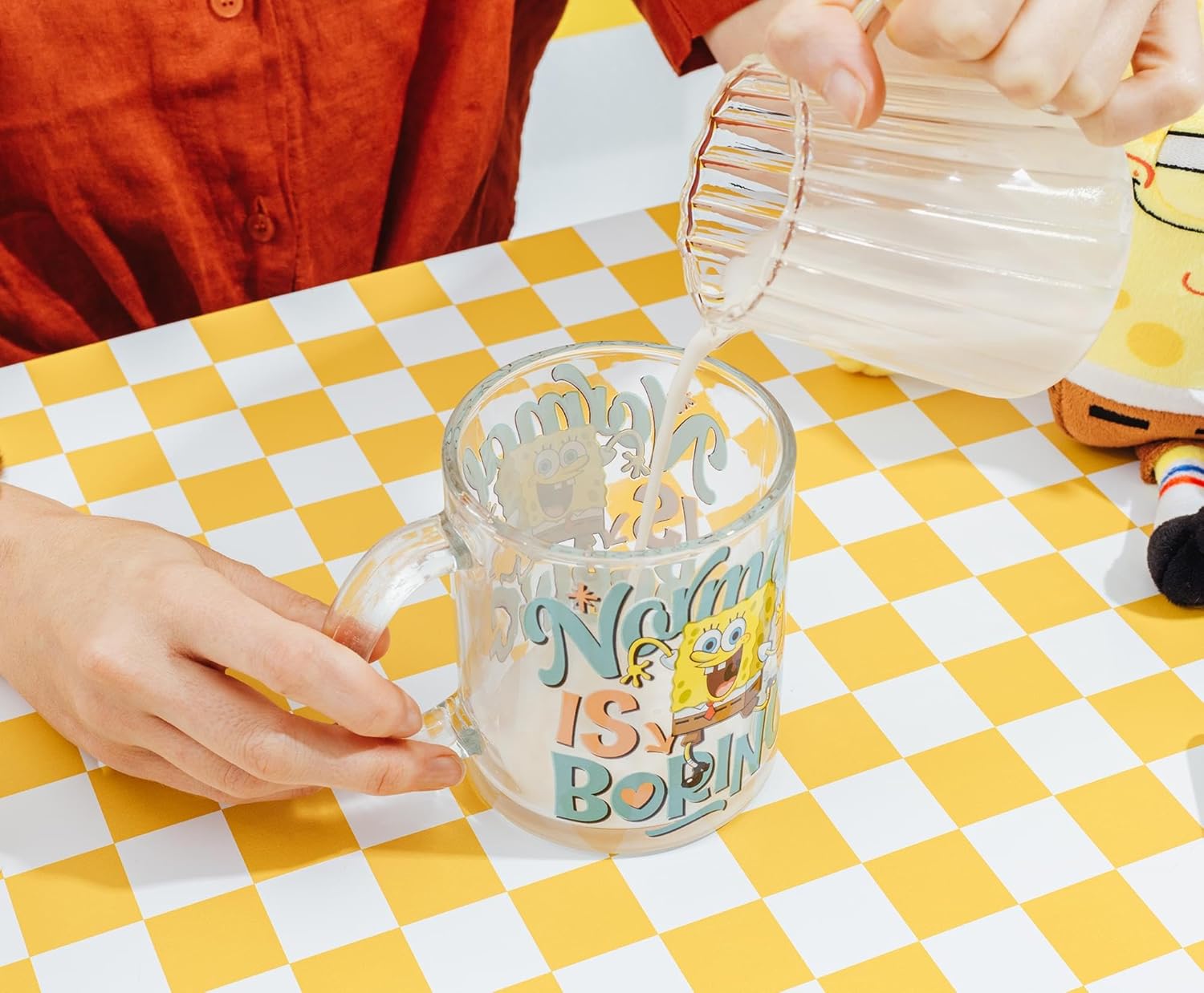 Silver Buffalo SpongeBob SquarePants “Normal is Boring” Glass Coffee Mug, 17.5 Ounces - Image 6