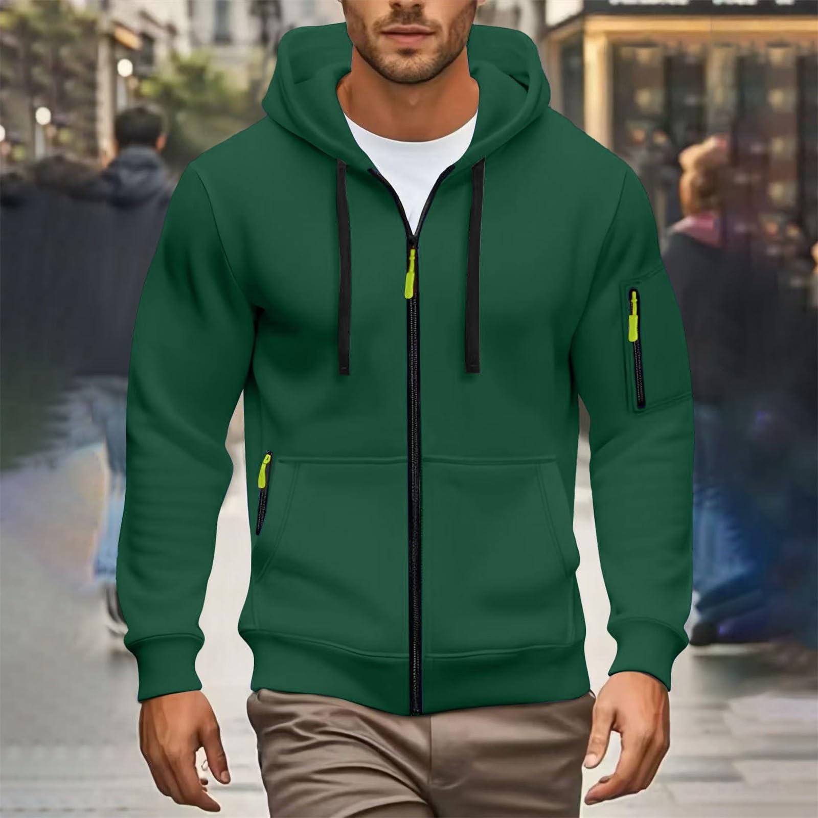 Hoodies - Sudadera con capucha para hombre con cremallera