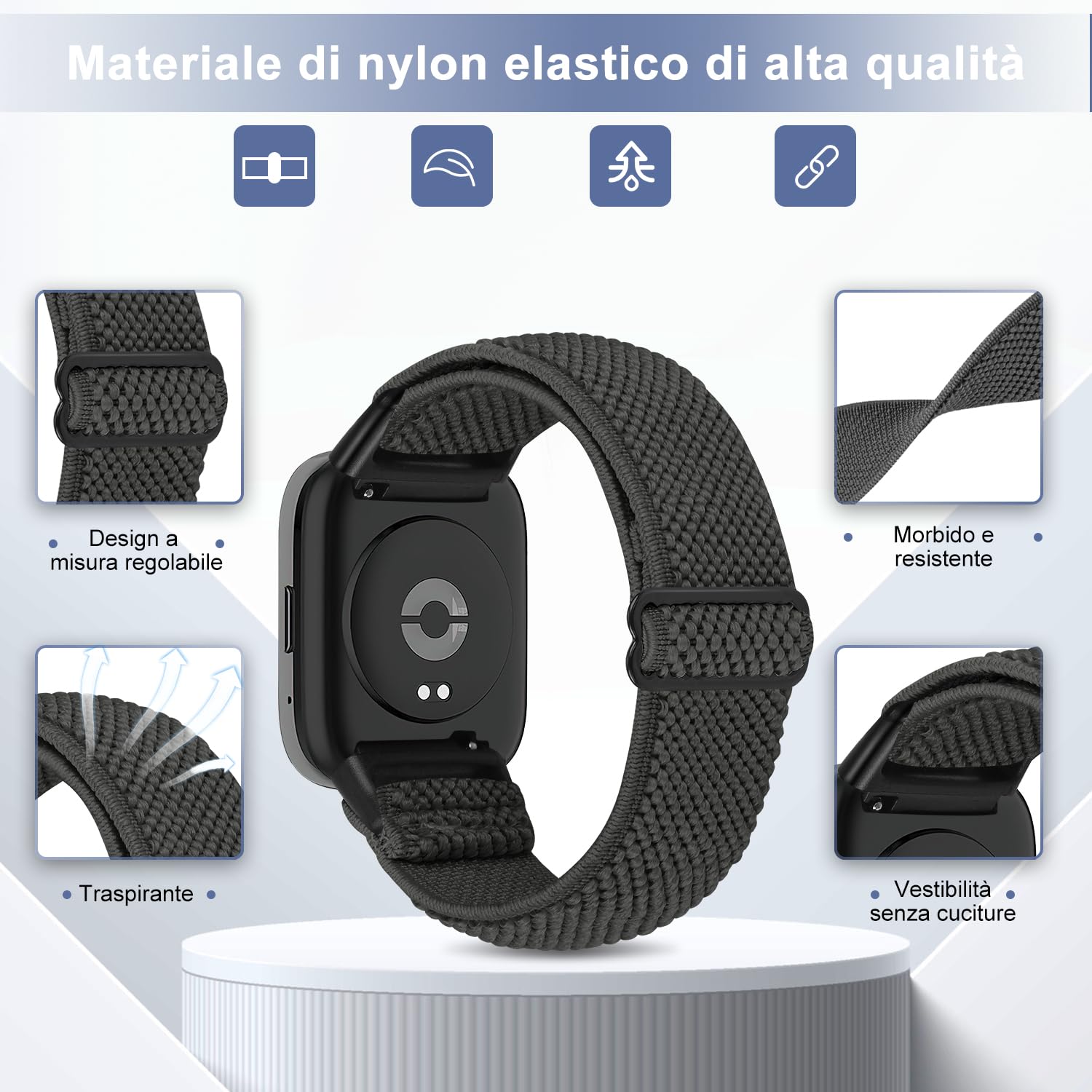SHIJZWD Fascia elastica per orologio compatibile con Xiaomi Redmi Watch 3 Active, cinturino di ricambio in nylon per orologio sportivo compatibile con Xiaomi Redmi Watch 3 Active