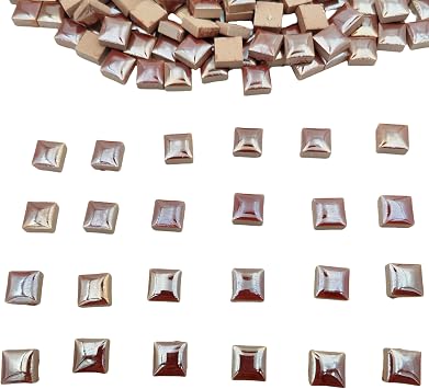 500g Random Ceramics Mosaic Tiles,DIY Making Creative Ceramic Mosaic Tiles for DIY Craft Plates Flowerpots Vases Cups Mosaic Making Supplies 1.2CM Square Pearl Brown