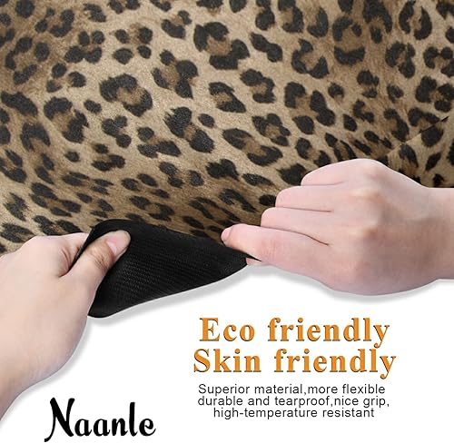 Miniatura 2 de Naanle Juego de esterilla de yoga de leopardo con bolsa de transporte, tapete de ejercicio plegable antideslizante para viajes, ligero, tapete de