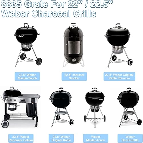Miniatura 2 de Adviace Rejillas de cocina de hierro fundido 8835 de 21.5 pulgadas para Weber Master-Touch de 22.5 pulgadas, ahumador de carbón de 22.5 pulgadas,