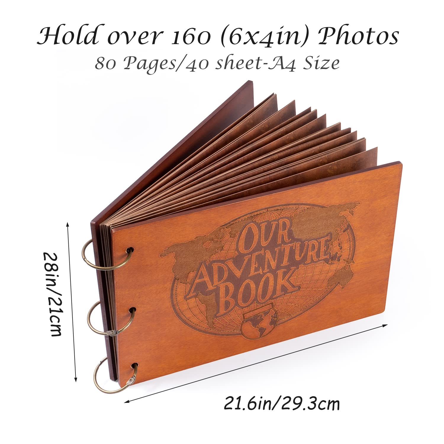 Our Adventure Book 80 Páginas con Diy Kit,Álbum de Fotos para Pegar y Escribir,Scrapbook Álbum de Viaje,Regalo para Hombre Navidad, Aniv versario,Cumpleanos,Familiares,Boda