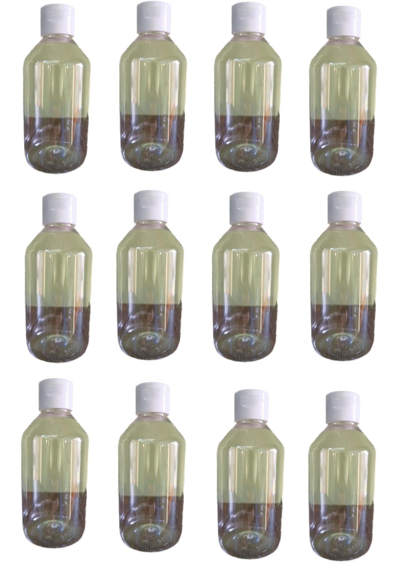 dinojames Empty Refillable Round Plastic Bottles with Flip Top Caps (White, 200 ml), Set of (12 Pcs.)-picture-1