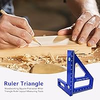 Vista 4 de Regla triangular de 45/90 grados, transportador cuadrado de aleación de aluminio, regla triangular de inglete multiusos para carpintería