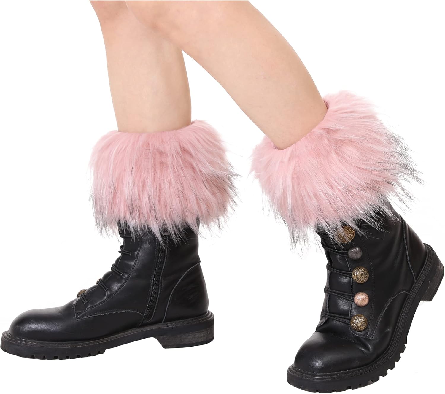 LA CARRIE Women Faux Fur Plush Leg Warmers Short Furry Fuzzy Leg Cuffs Girls Winter Knitted Boot - Image 3