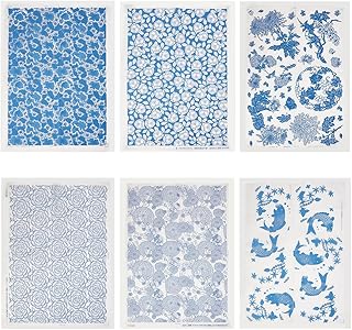 BENECREAT 6 Styles Ceramic Decals, Clay Transfer Paper, Overglaze Enamel Decal, Underglaze Transfers for Pottery, Paper Sheets for Pottery Art, 21.14x14.92 inches