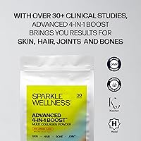 Vista 4 de Sparkle Wellness Advanced 4 in 1 Boost Polvo de colágeno múltiple clínicamente probado con VERISOL, FORTIBONE, FORTIGEL, TENDORFORTE Acai